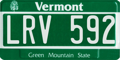 VT license plate LRV592