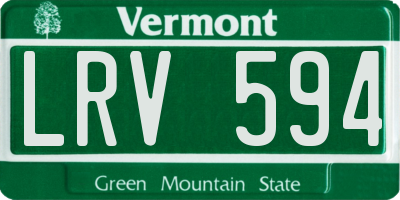 VT license plate LRV594