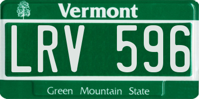VT license plate LRV596