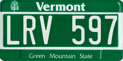 VT license plate LRV597