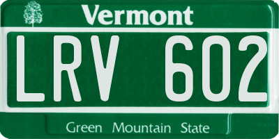 VT license plate LRV602