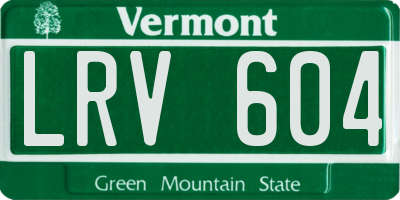 VT license plate LRV604