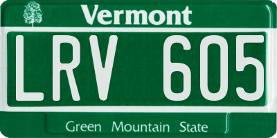 VT license plate LRV605