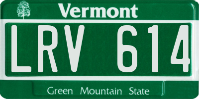 VT license plate LRV614