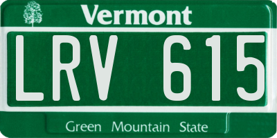 VT license plate LRV615