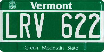 VT license plate LRV622