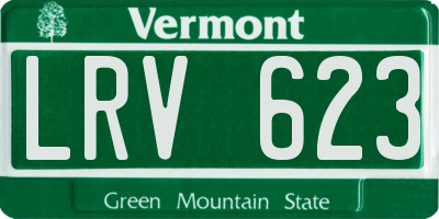 VT license plate LRV623