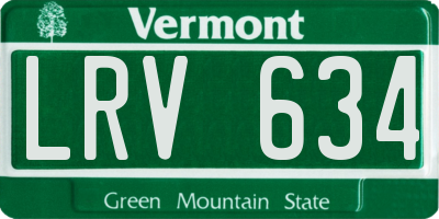 VT license plate LRV634