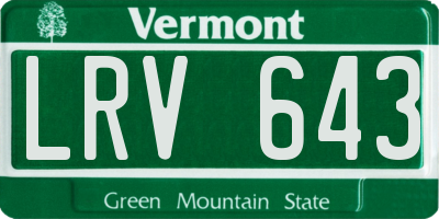 VT license plate LRV643