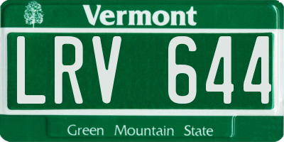 VT license plate LRV644