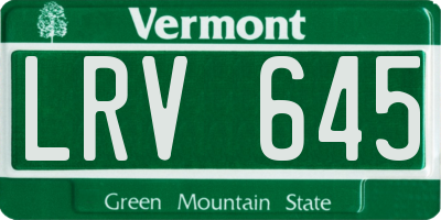 VT license plate LRV645
