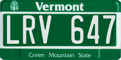VT license plate LRV647