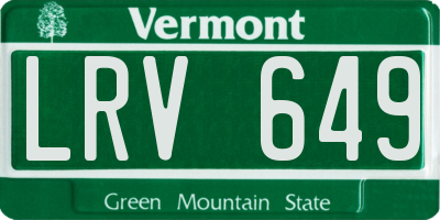 VT license plate LRV649