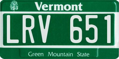 VT license plate LRV651