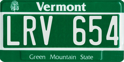 VT license plate LRV654