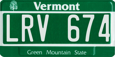 VT license plate LRV674