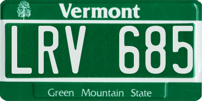 VT license plate LRV685