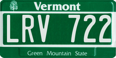 VT license plate LRV722