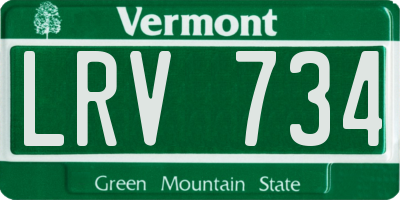 VT license plate LRV734