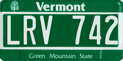 VT license plate LRV742