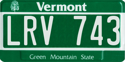 VT license plate LRV743