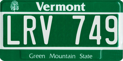 VT license plate LRV749