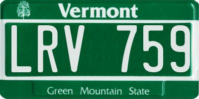 VT license plate LRV759