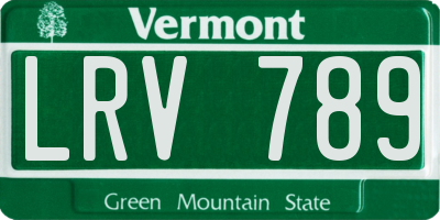 VT license plate LRV789