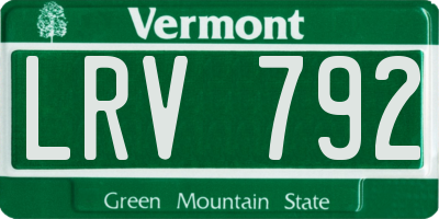 VT license plate LRV792