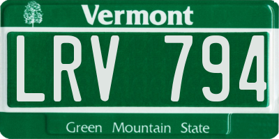 VT license plate LRV794
