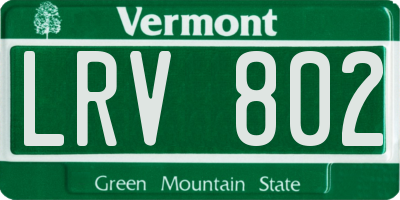 VT license plate LRV802