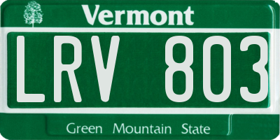 VT license plate LRV803