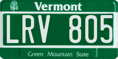 VT license plate LRV805