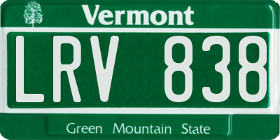 VT license plate LRV838