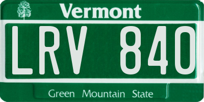 VT license plate LRV840