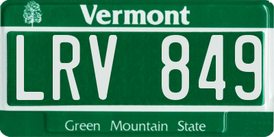 VT license plate LRV849