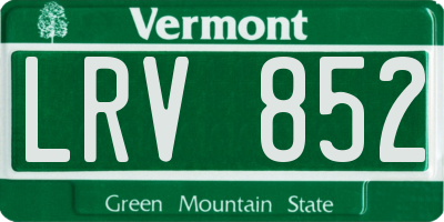 VT license plate LRV852
