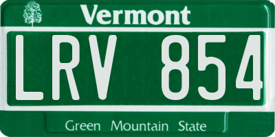 VT license plate LRV854