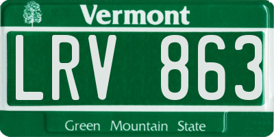 VT license plate LRV863