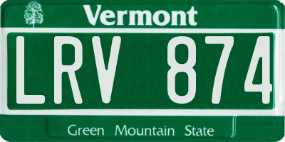 VT license plate LRV874