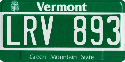 VT license plate LRV893
