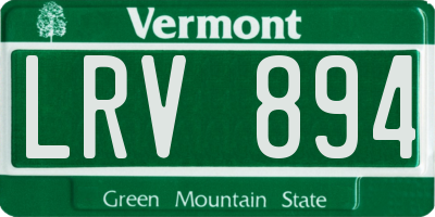 VT license plate LRV894