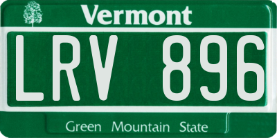VT license plate LRV896