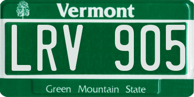 VT license plate LRV905