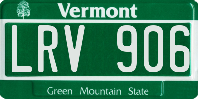 VT license plate LRV906