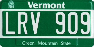 VT license plate LRV909