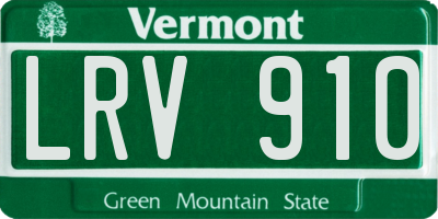 VT license plate LRV910