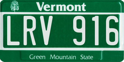 VT license plate LRV916