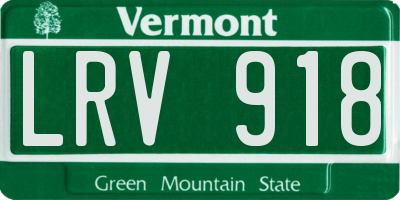 VT license plate LRV918