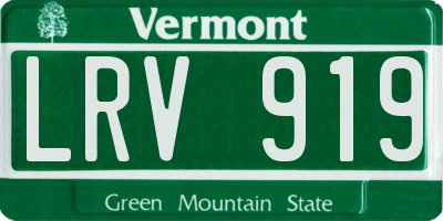 VT license plate LRV919